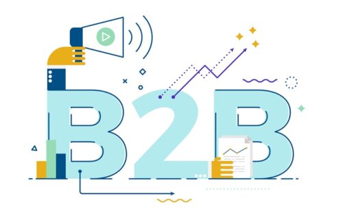 B2B : Business to business, word illustration Réseaux sociaux B2B